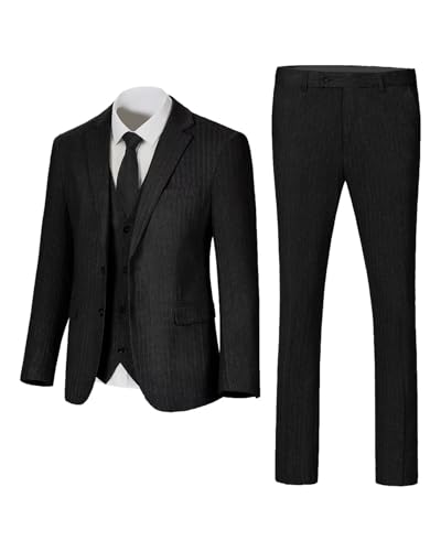 Image of Retro 3 Piece Suit Tweed Herringbone Men's Suits Slim Fit Jacket Vest Pant