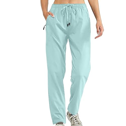 Women's Hiking Pants Summer Quick Dry Lightweight Outdoor Trouser Elastic Waist Cargo Athletic Pants with Pocket(Sky Blue,Medium)