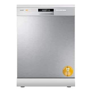 COMFEE' CDWPF1201PS Lave-vaisselle Pose Libre, 60 cm, 12 couverts, départ différé, fonction demi-charge, paniers flexibles - Acier Inoxydable, 49 dB, Commande Bouton