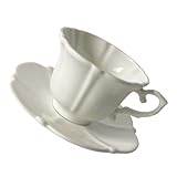 Toyvian Porzellan Kaffeetasse mit Untertasse Satz 185ml für Restaurant und Dessertshop Elegant Langlebig Praktisch Weißes Design