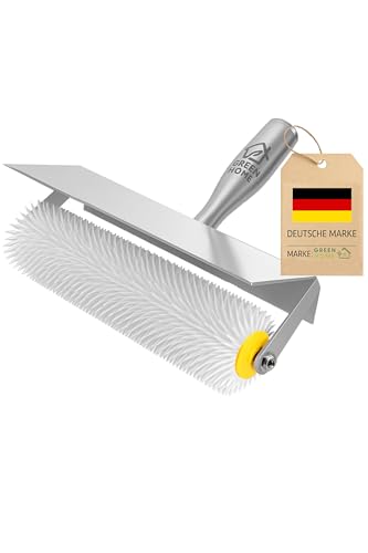 Green Home - Rouleau débulleur 25 cm Rouleau à pointes 11 mm, 250 mm avec protection anti- éclaboussures blanc