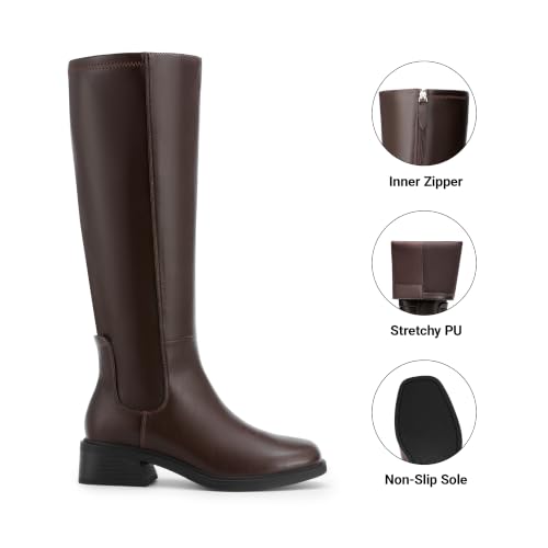Image of DREAM PAIRS Women's Knee High Riding Tall Boots | Square Toe,Side Zipper,Low Heel,Casual Comfort Riding Long Tall Boots
