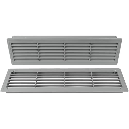 Image of Awenta 18 inch x 5 inch Inch Two Sided Grey Door Air Vent Cover - Door Vents for Interior Doors - Universal Furniture Ventilation Guard- Register for Bathroom, Bedroom, Garage, Kitchen, Furniture