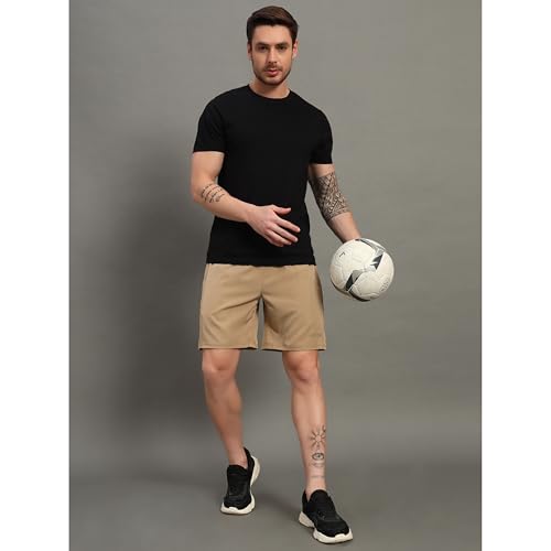 Image of ATICX Polyester Shorts for Men - Quick Dry Lightweight with Zipper Pockets - Gym, Running, Jogging, Training Half Pants for Basketball, Swimming, Badminton, Cycling, Football, Outdoor & Home Wear