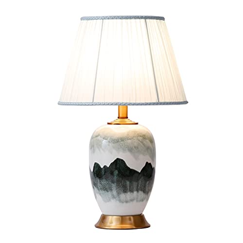 Preisvergleich Produktbild Tischlampe Neue chinesische Retro Tischlampe Schlafzimmer Nachttischlampe Wohnzimmerseite Ein paar dekorative keramische Desktoplampe Büro Studie Augenschutz Lesen Schreibtischlampe Nachttischlampe mi