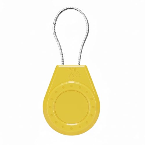 Image of Air Tagholder Keychain Case with Steel Wire Cable & Hex Lock, Waterproof Anti-Lost Shockproof Cover Compatible with Apple Air Tag for Luggage, Backpack, Keys (Yellow)
