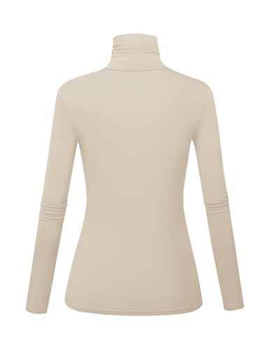 Image of Women's Long Sleeve Turtleneck Shirts Slim Fitted Lightweight Base Layer Casual Tops