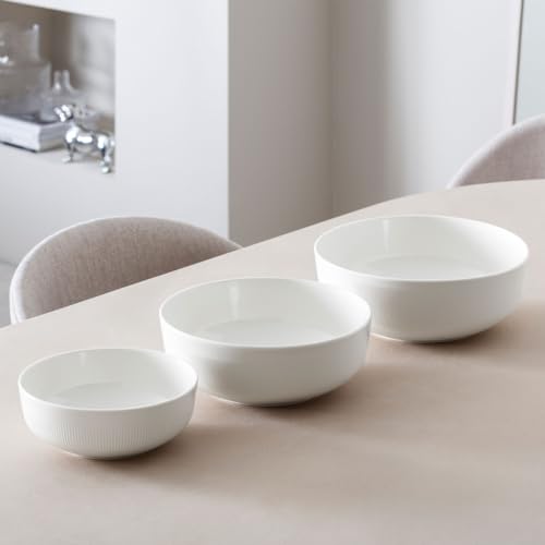 Villeroy & Boch - Insalatiera Afina in porcellana premium, grande bol per servire, Made in Germany, lavabile in lavastoviglie e adatto al microonde, impilabile, bianco - immagine 3