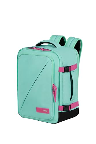 American Tourister Take2Cabin - Ryanair/Wizz Air Kabinentasche 30 x 20 x 40 cm, 26,5 l, 0,60 kg, Handgepäck, Flugzeug-Rucksack S/M Untersitz, Mint/Rosa (Jelly Mint/Electric Fuchsia)