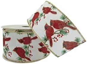2.5 Faux Linen Wired Cardinal Ribbon by Celebrate It Christmas
