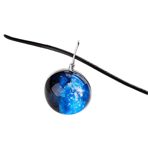 Collier planète en argent 925 avec pendentif en cristal de verre pour femme et homme