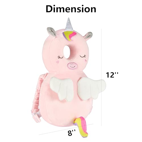 Image of Baby Head Back Protector Backpack Toddler Safety Protector Cushion Pad Soft, Adjustable and Lightweight Design for Safe Walking and Crawling Toddlers Girls and Boys(Unicorn)