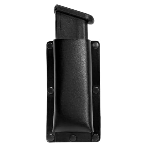 Vogel Fjord Buffalo Leather Magazine Holder 9mm .40 .45 .380 Pistol Mag Single Double Stack IWB OWB Made in USA (Black - Double Stack 9mm / .40 / .45) Cover
