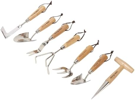 DRAPER 09000 Heritage Stainless Steel Garden Tool Set with Ash Handles (7 Pieces)