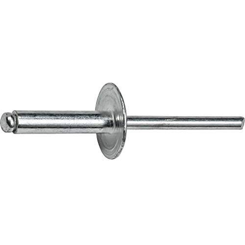 Fastenere Large Flange Pop Rivets -3/16" x 5/8" (50 pcs) Heavy Duty, Open-End, Aluminum Corrosion-Resistant, High Tensile & Shear Strength, 6-10 Gap .188" - .250"