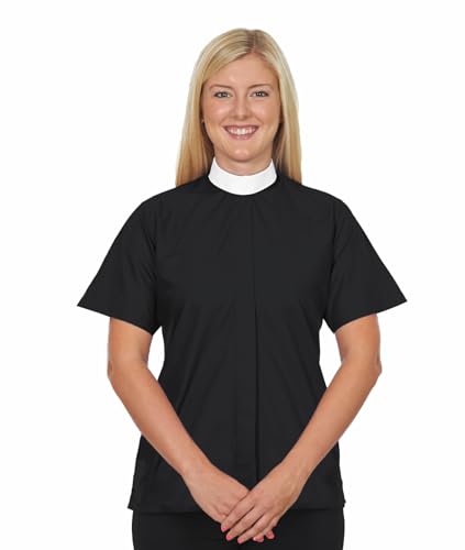 Ladies Clergy Shirt - Includes Banded Collar - Short Sleeves - Wrinkle-Resistant - Clergy Shirts for Women