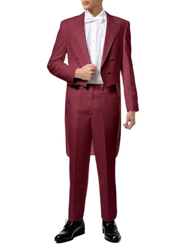 Mens Tuxedo Suits 2 Piece Slim Fit Tailcoat Suit for Wedding Prom Concert Double Breasted Swallow Tail Jacket Pants