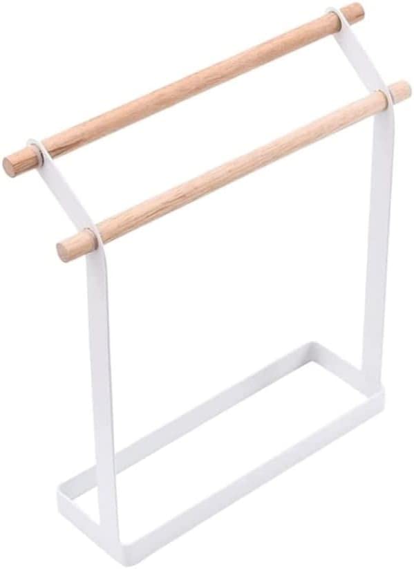 Image of ARHAT ORGANIZERS Foldable Hand Towel Stand | Towel Holder for Washbasin & Kitchen | Hand Towel Holder for Bathroom, Countertop & Vanity | 3 Towel Drying Stand, Napkin Stand (White, 2-Tier)