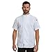 ChefsCloset Jamison Men's Short Sleeve Chef Coat – Modern Mens Chef Jacket for with Offset Zipper and Mesh Panels (White, Large)