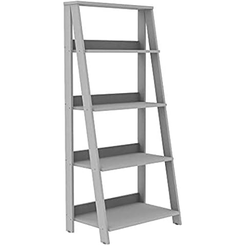 Eden Bridge Designs 55" Modern Wood Ladder Bookcase 4-Tier Open Shelf Bookshelf Storage Bookcase organiser Multimedia Tall Tower for Home Office Living Room - Grey Cover