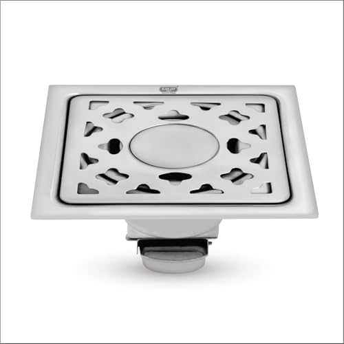 Image of Stainless Steel Floor Drain Cockroach Trap 4x4 INCH with Hole for Bathroom | Waste Water Drainer in Luxurious Bathroom Gratings Hair Catcher (101 mm Square Star Silver)