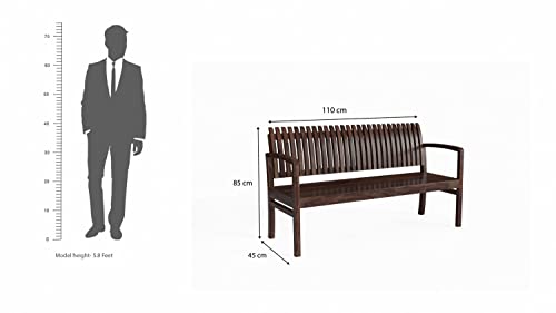 Image of WOODLAB Furniture Solid Sheesham Wood Sitting Bench for Home, Garden and Outdoor | Wooden Bench Seat for Living Room, Balcony, Patio, Porch and Entryway (Walnut Finish)