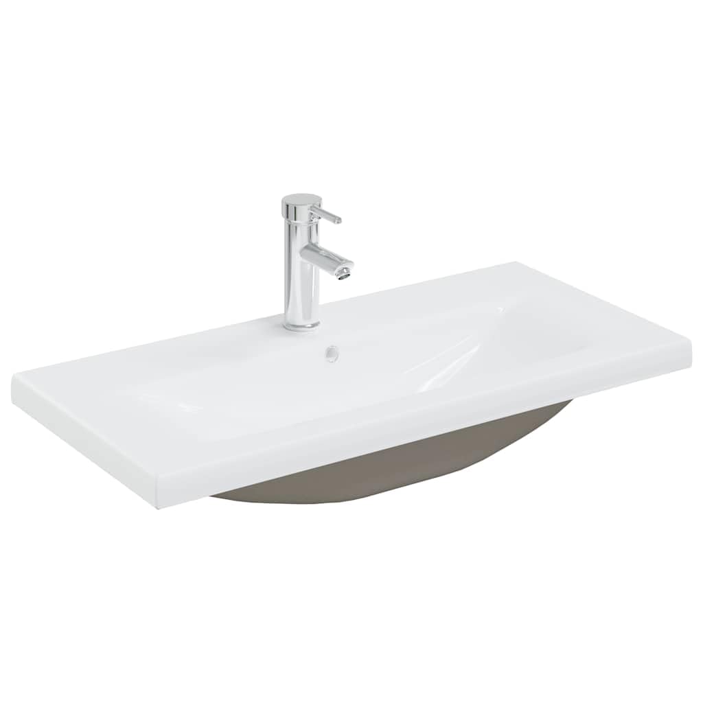 vidaXL Lavabo empotrado con grifo cerámica blanco 81x39x18 cm