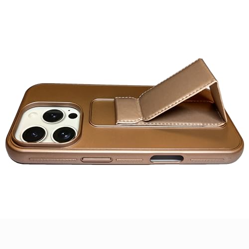 Case for iPhone 16 Pro Max Cover Desert Titanium Magnetic Car Mount Kickstand & Holder, Silicone Vertical & Horizontal Hand Strap and Grip with Multi Stand for iPhone 16 Pro Max (Desert Titanium)