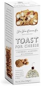 The Fine Cheese Co. Toast for Cheese with Cherries, Almonds & Linseeds | Fruit Nut & Seed Snack Crackers | Imported from England | 3.5 oz