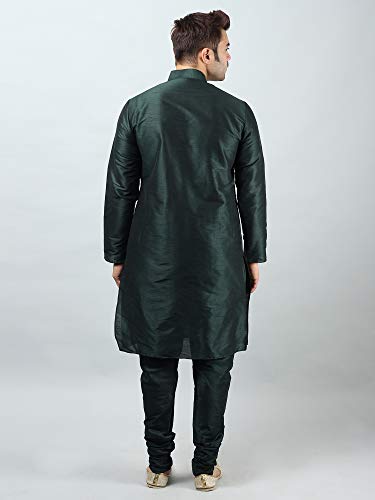 Image of Uri and MacKenzie Banarasi Dupion Silk Solid Kurta Churidar Pyjama Set for Men