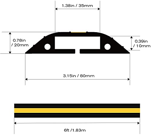 Floor Cord Protector, Stageek 6 Ft Floor Cable Cover Flexible Pvc Duct Cord Protector Floor Cable Concealer Channel, Prevent Trip Hazard For Home, Office Or Warehouse, Black & Yellow #TOP5