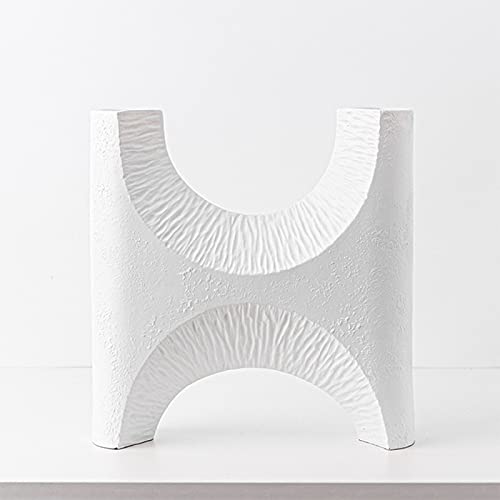 Lrenkey Skulpturen Statuen Für Wohnkultur - Moderne Nordische Geometrische Textur Vase Blumenornamente, Modellzimmer Couchtisch Einsatz Getrocknete Blumendekoration,1,Wie Abgebildet Cover
