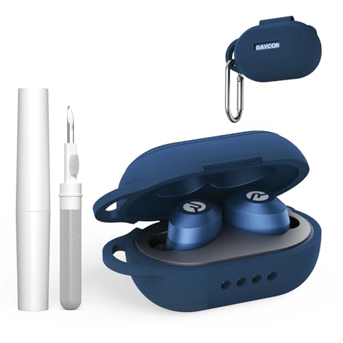 Soft Silicone Case for Raycon Everyday Classic Earbuds with Keychain&Cleaning Pen kit Anti-Scratch Shockproof Protective Case Cover for Raycon Everyday Classic Earbuds Charging Case (Dark Blue)