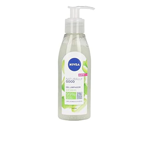 NIVEA Naturally Good Gel Limpiador con Aloe Vera Bio (1 x 140 ml), desmaquillante facial con 99% de ingredientes naturales, gel refrescante e hidratante