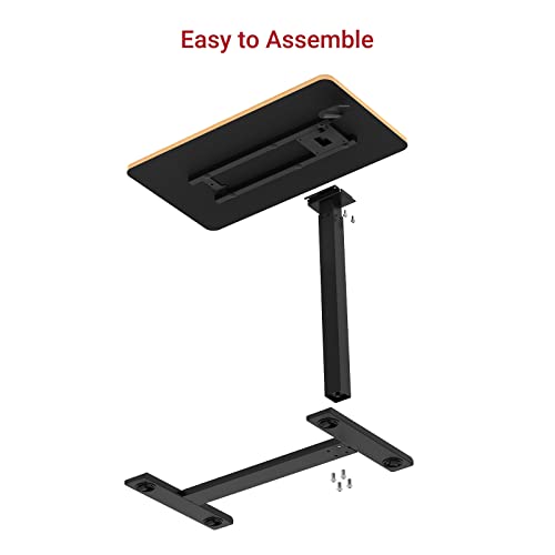 Sanodesk Medical Adjustable Overbed Bedside Table With Hidden Casters, Pneumatic Mobile Laptop Computer Standing Desk Cart With Tray, Hospital And Home Use(27.6" W X 15.7" D, Black) #TOP6