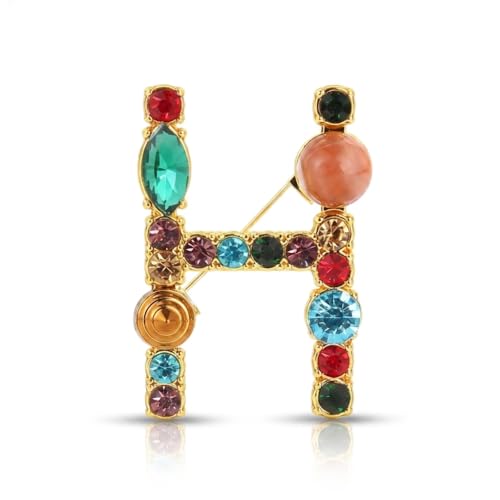 Image of Initial Brooch Pins A-Z 26 Letters Brooches For Women Colorful Enamel Alphabet Pin Pearl Crystal Lapel Pin
