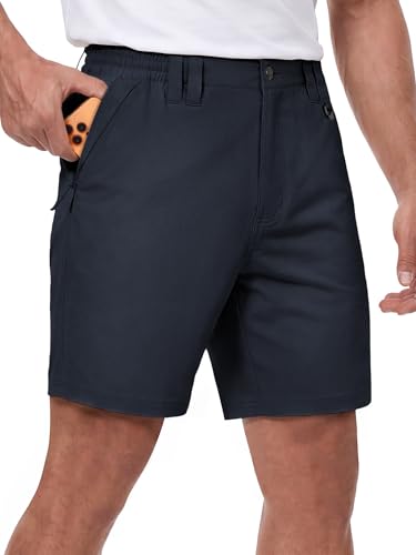 IGOLUMON Mens Golf Shorts 4-Way Stretch Performance Chino Shorts with 5 Pockets Elastic Waist Summer Walking Shorts for Men Quick Dry & Breathable 34W*9L-DarkBlue