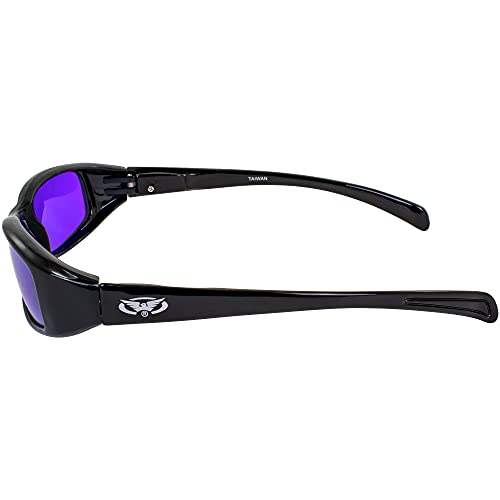 Global Vision New Attitude - Stylish Motorcycle Sunglasses - Purple Lenses Black Frame - Great for Small to Medium Size Faces3