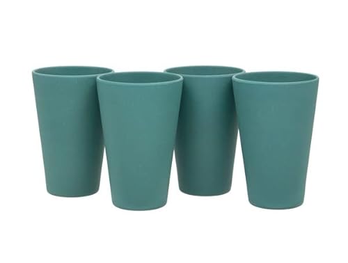 4 x Recycled Eco Picnic Beakers 4 Person Set - Teal - Reusable Wood Fibre - Party/Camping/Picnic/Work/Travel