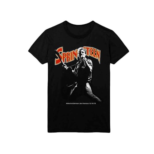 Bruce Springsteen Winterland Ballroom Singing Hombre Camiseta Negro S 100% Algodón Regular