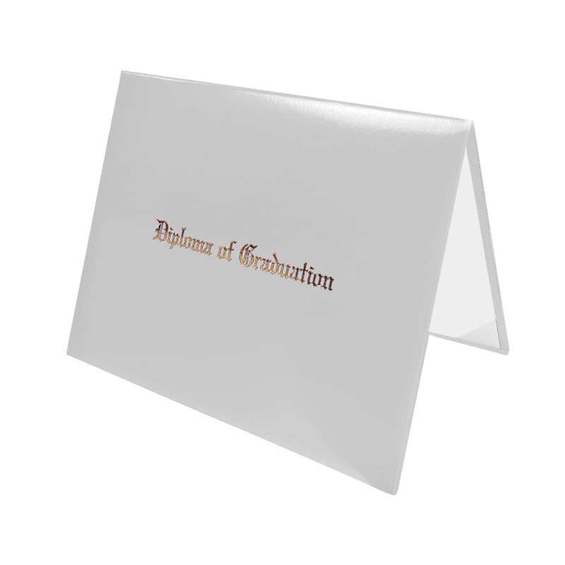 Herrenbek Diploma Cover 8.5x11 Inch Graduation Certificate Holder - Leather Folder with Imprinted for College Diplomas, Commencement, Office Use(White