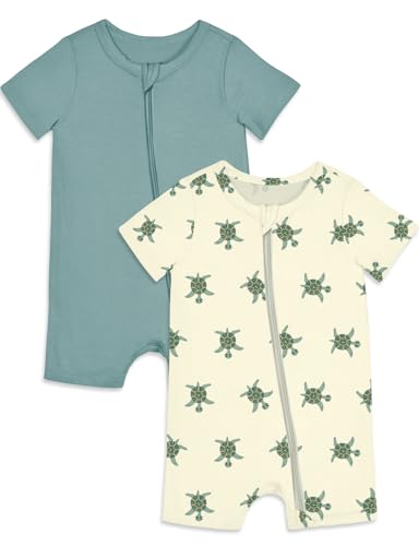 Jimonda Baby Rompers Cotton Baby Boys Baby Girls Short Sleeve Sleepers Pjs Two Way Zipper One-piece Neutral Sleep and Play
