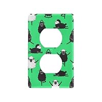Sheep Black Green Light Switch Cover Decorative Receptacle Outlet Wall Plate Guard Plastic Outlet Covers for Home Decor Room Bedroom Bathroom (Duplex Outletsr)