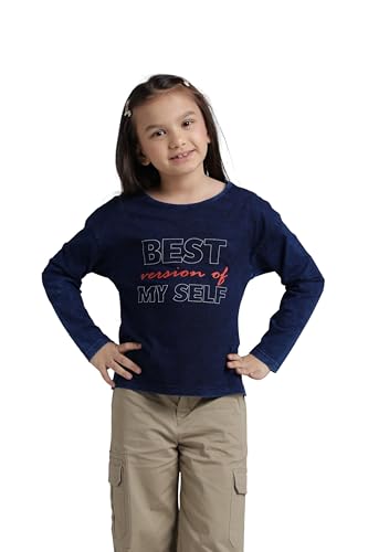 Image of Under Fourteen Only Girls Cotton Tops Collection - Round Neck, Crop Top, Full & Half Sleeve, Drop Shoulder, Ruffle Sleeve, Graphic Printed, Embroidered & Slub Knit Styles