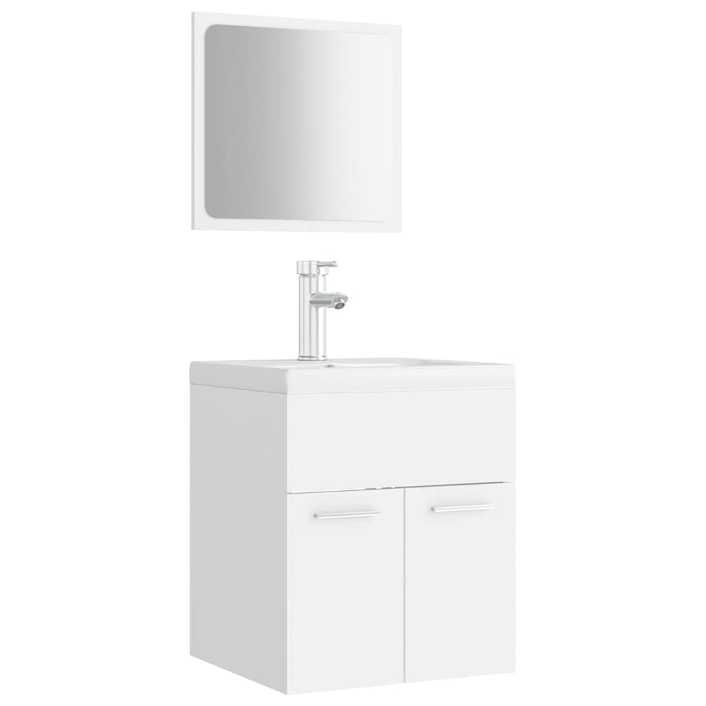 Badmöbel-Set Weiß 41 x 38,5 x 46 cm Waschbecken mit Unterschrank aus Holzwerkstoff Keramikspüle Spiegel Modern Robust für kleines Gäste-WC und Badezimmer