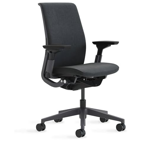 Steelcase Think Chair - Sophisticated, Multi-User Chair - Five Points of Adjustability - Ergonomic Office Chair - Spine Comfort - Lumbar Support - Adjustable Arms - Black Cover