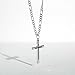 FANCIME Gold Plated 925 Sterling Silver Simple Large Polished BLACK HIGHTLIGHT Cross Pendant Necklace 4MM Heavy Duty Figaro Solid Curb Link Chain Gifts for Men Dad, 24-INCH 60CM