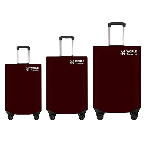 Image of Kraptick Non-Woven Luggage Cover - Waterproof, Dustproof, and Stretchable Luggage Protector Cover, Durable Non-Woven Luggage Case for Trolley (Red- 20 Inch, 24 Inch, 28 Inch) Combo of 3