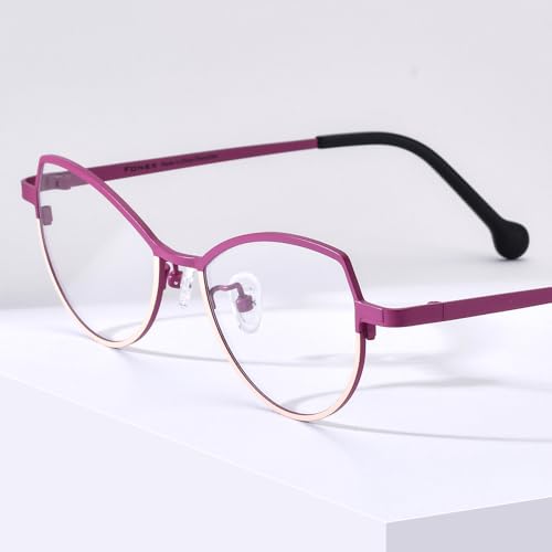 Image of FONEX Colorful Pure Titanium Glasses Frame Women Retro Round Eyeglasses