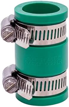 Fernco 1056-075 3/4-in. Flexible PVC Pipe Coupling for Plastic and Copper Plumbing Connections in Green